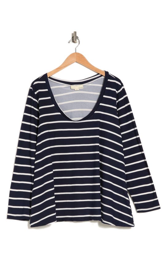 Love By Design Tara Long Sleeve Top In Navy White Stripe 2