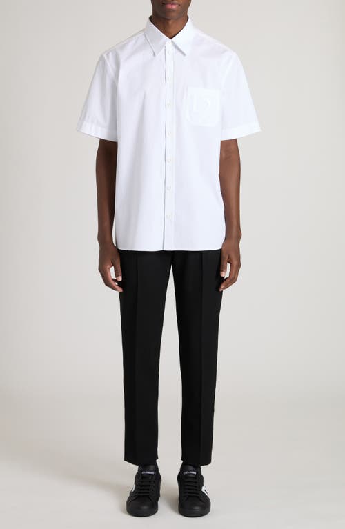 Shop Dolce & Gabbana Dolce&gabbana Logo Cotton Button-up Shirt In Bianco Ottico