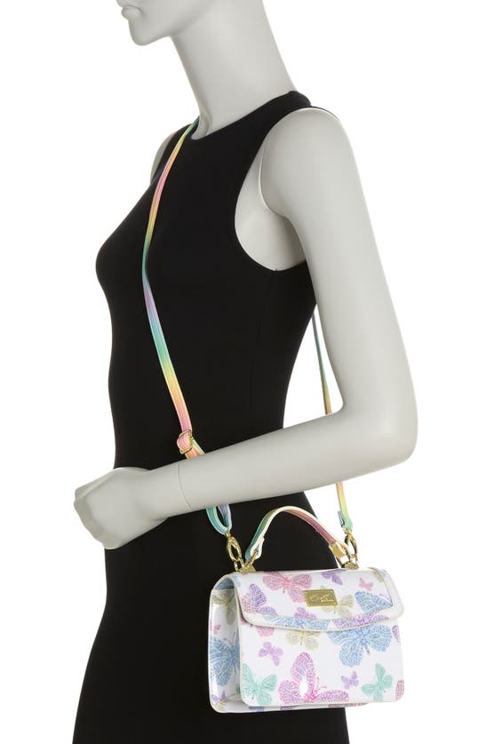 Betsey Johnson Top Handle Crossbody Bag In Patent Butterfly Rhinestone