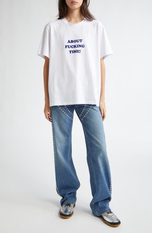 Shop Stella Mccartney About Time Cotton Graphic T-shirt In White/blue