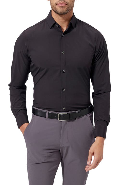 Mizzen+Main Leeward Trim Fit Solid Performance Button-Up Shirt in Black Solid
