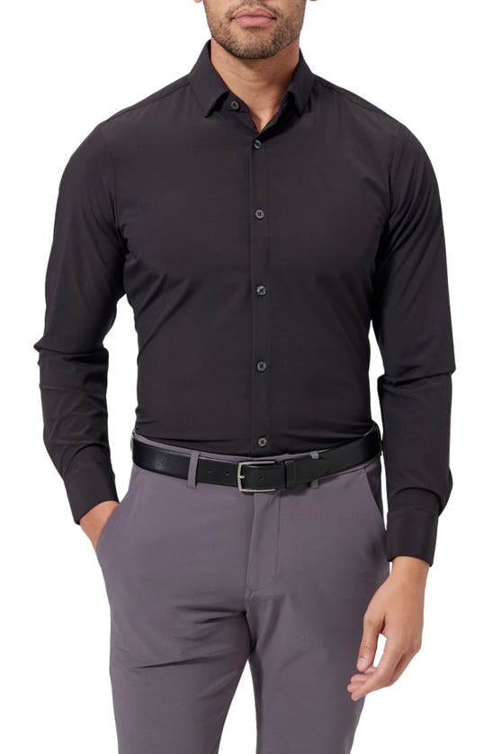 Mizzen + Main Leeward Trim Fit Solid Performance Button-up Shirt In Black Solid
