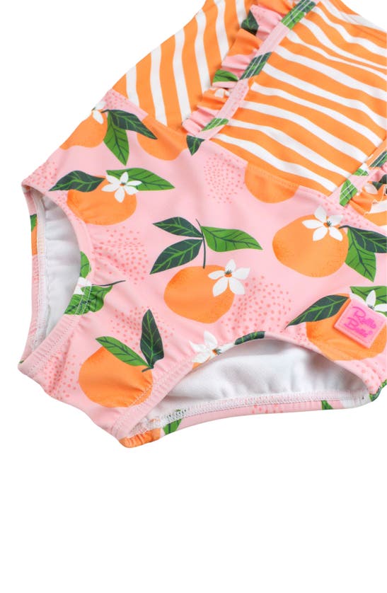 Shop Rufflebutts Orange Pinafore One-piece Swimsuit & Hat Set In Multi