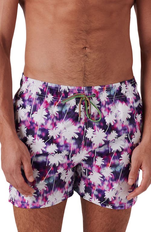 Shop Bugatchi Print Archer Mid Length Swim Trunks In Orchid