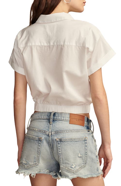 Shop Lucky Brand Twist Front Crop Button-up Shirt In Bright White