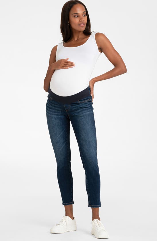 Shop Seraphine Under The Bump Maternity Skinny Jeans In Indigo