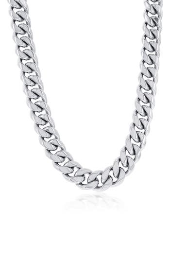 Blackjack Cuban Chain Necklace In Silver