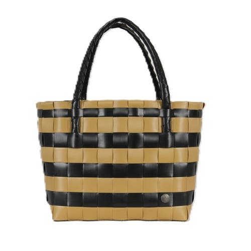 Handed By Paris Spirit Recycled Tote Bags In Black/camel