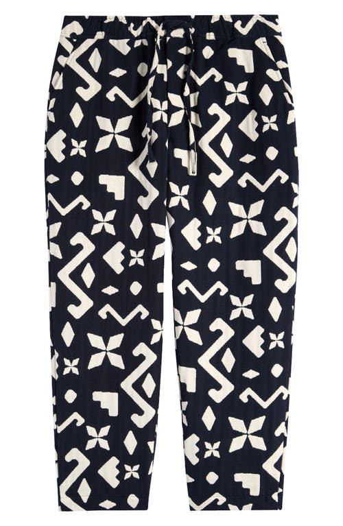 Shop Wax London Kurt Block Geo Jacquard Pants In Navy/ecru