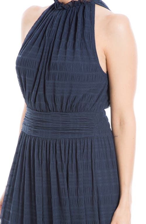 Max Studio Mock Neck Lace Mesh Dress In Sapphire