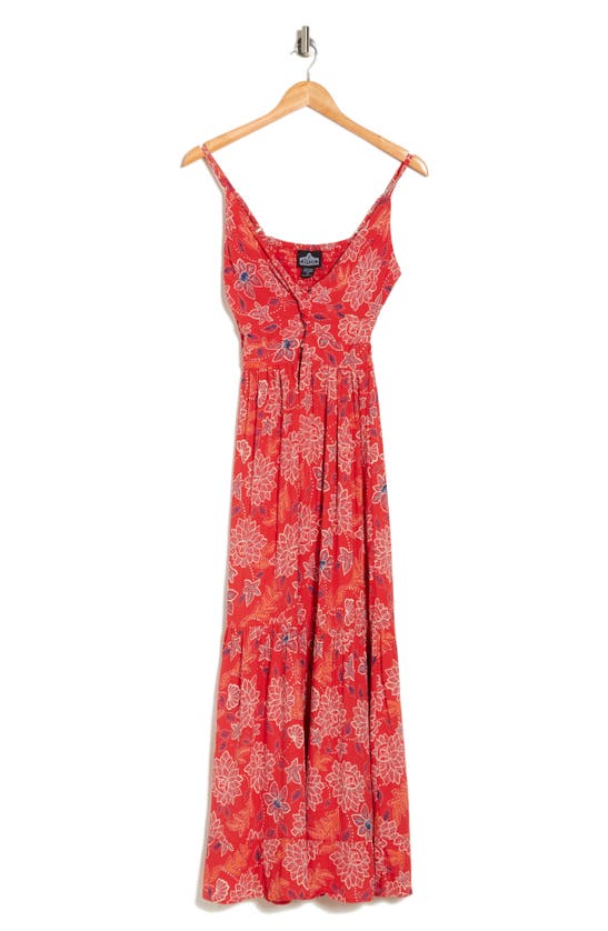 Angie Twisted Front Maxi Sundress In Red