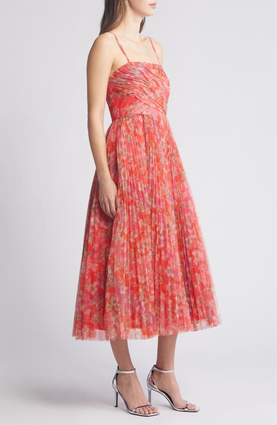 Shop Hutch Quinn Pleated Midi Cocktail Dress In Mixed Bouquet Floral