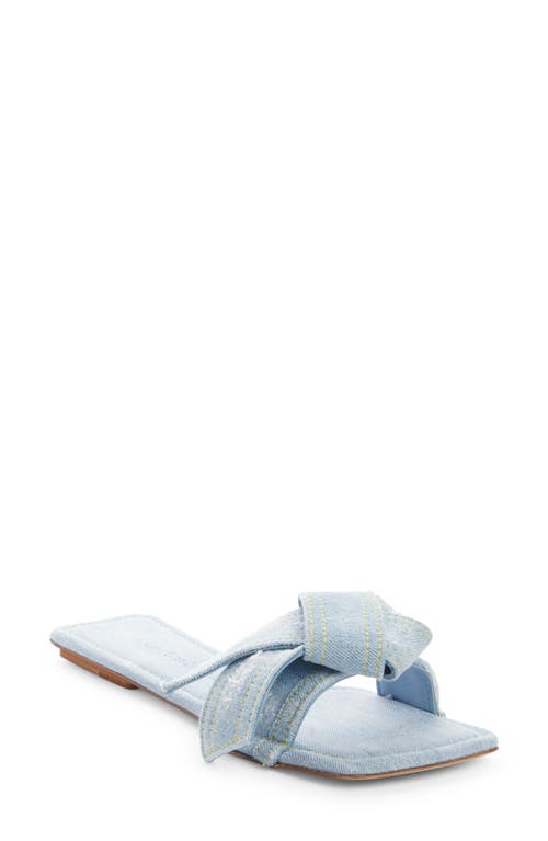 Musubi Bow Denim Slide Sandal in Light Blue