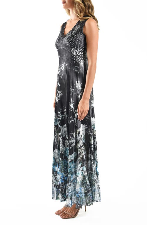 Komarov Lace-up Back Maxi Dress In Hydrangea Border