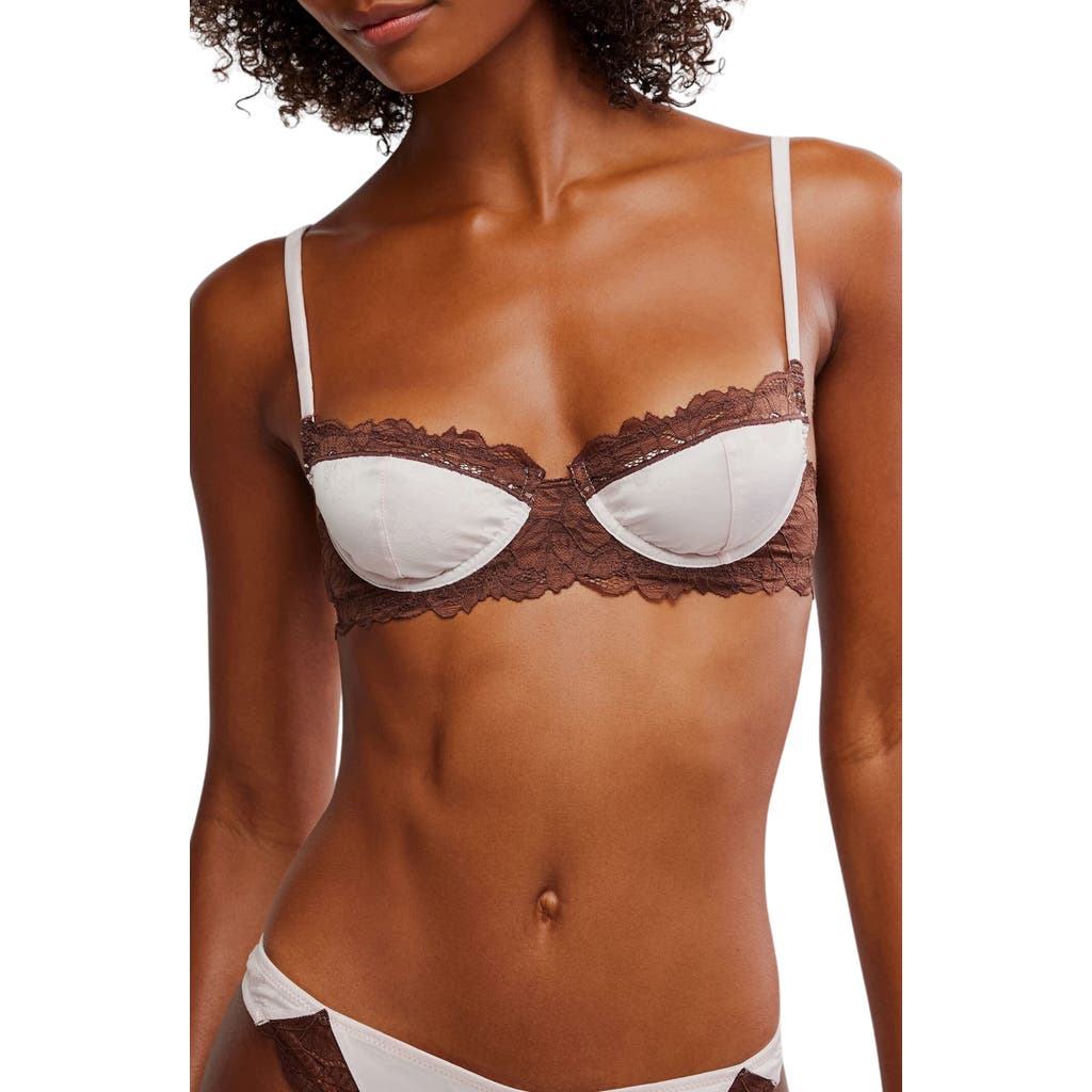 Free People Intimately Fp Spring Fling Lace & Jacquard Underwire Bra In Mauve Chalk