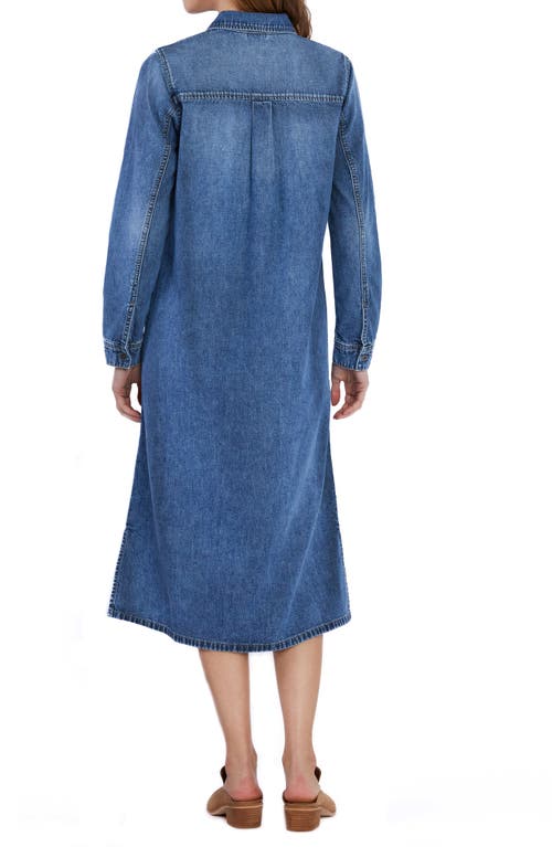 WASH LAB DENIM WASH LAB DENIM FAB LONG SLEEVE DENIM MIDI SHIRTDRESS