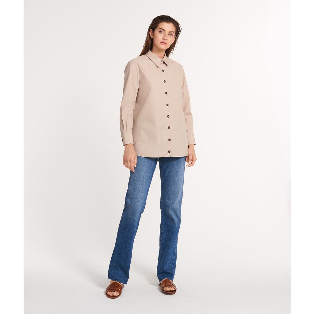 Ansea The Poplin Button Down Shirt In Khaki