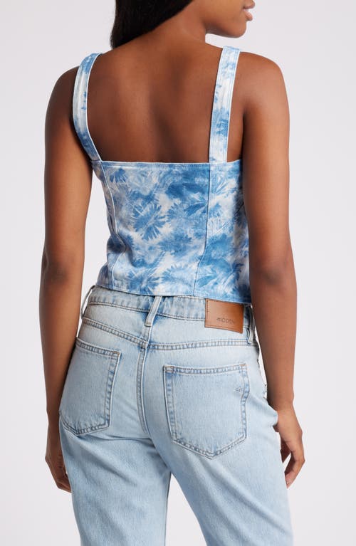 Shop Mistress Rocks Blue Floral Denim Top In Blue Floral Print