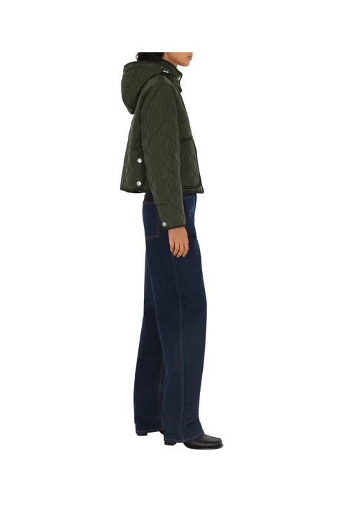 Burberry Cropped Quilted Nylon Hooded Jacket In Loch