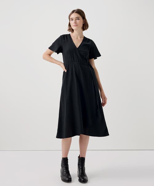 Shop Pact Organic Cafe Crepe Wrap Dress In Black