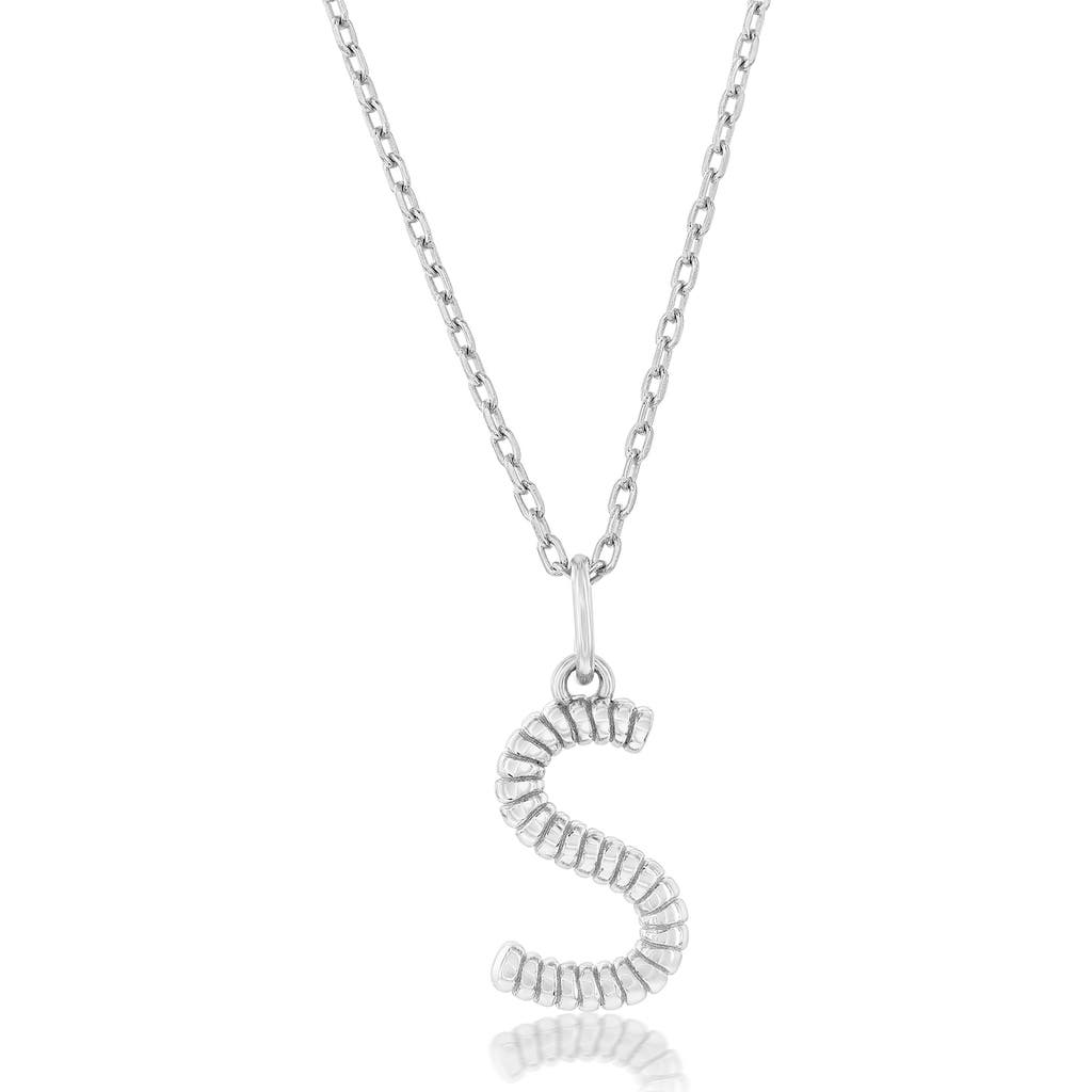 Simona Croissant Initial Pendant Necklace In Silver- S