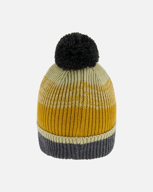 Deux Par Deux Boy's Knit Hat Gray, Spice And Sage In Stripes