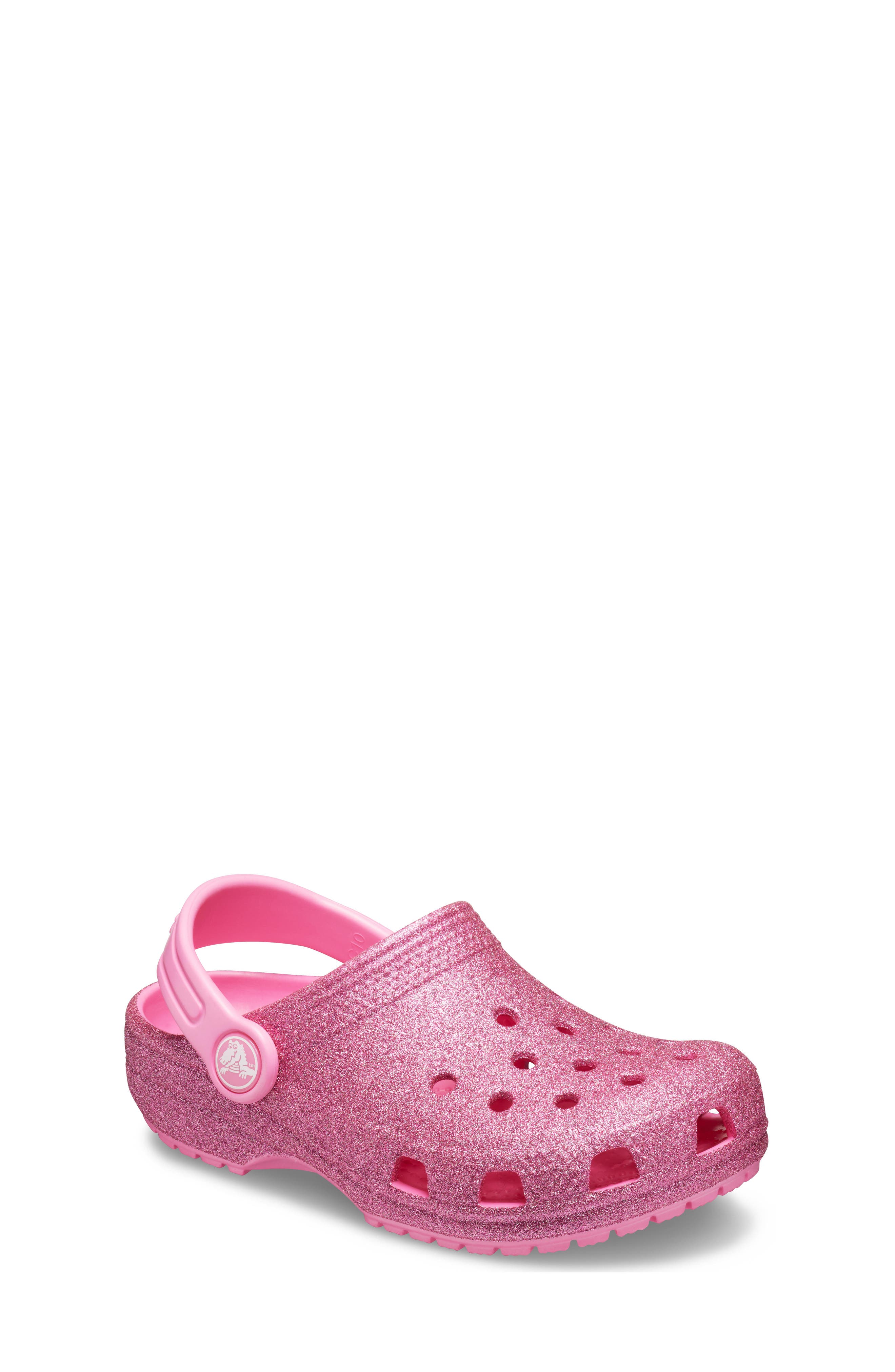 pink glitter crocs adults