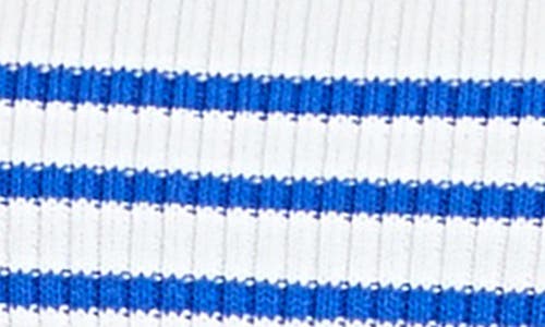 English Factory Stripe Rib Sweater In White/blue