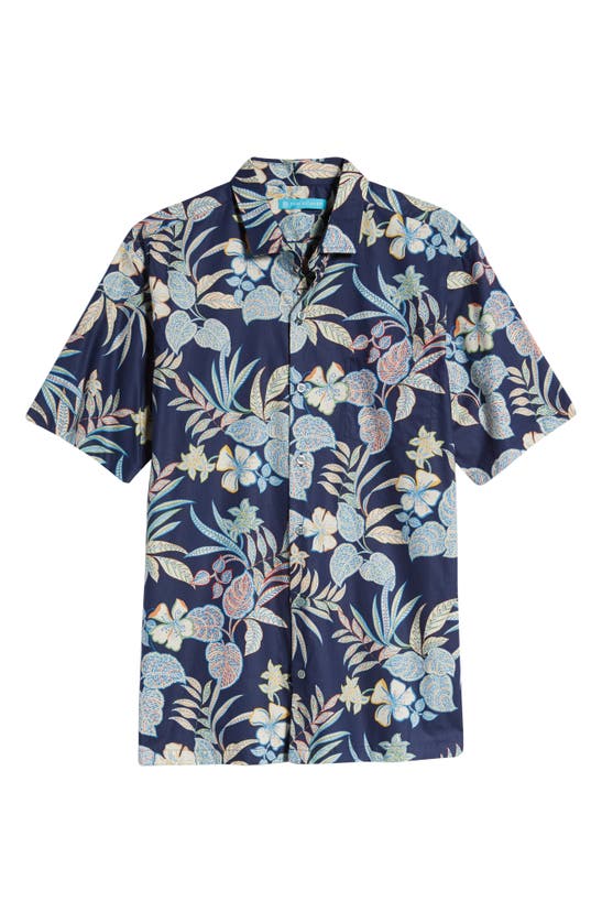 Shop Tori Richard Bargello Floral Short Sleeve Button-up Shirt In Navy