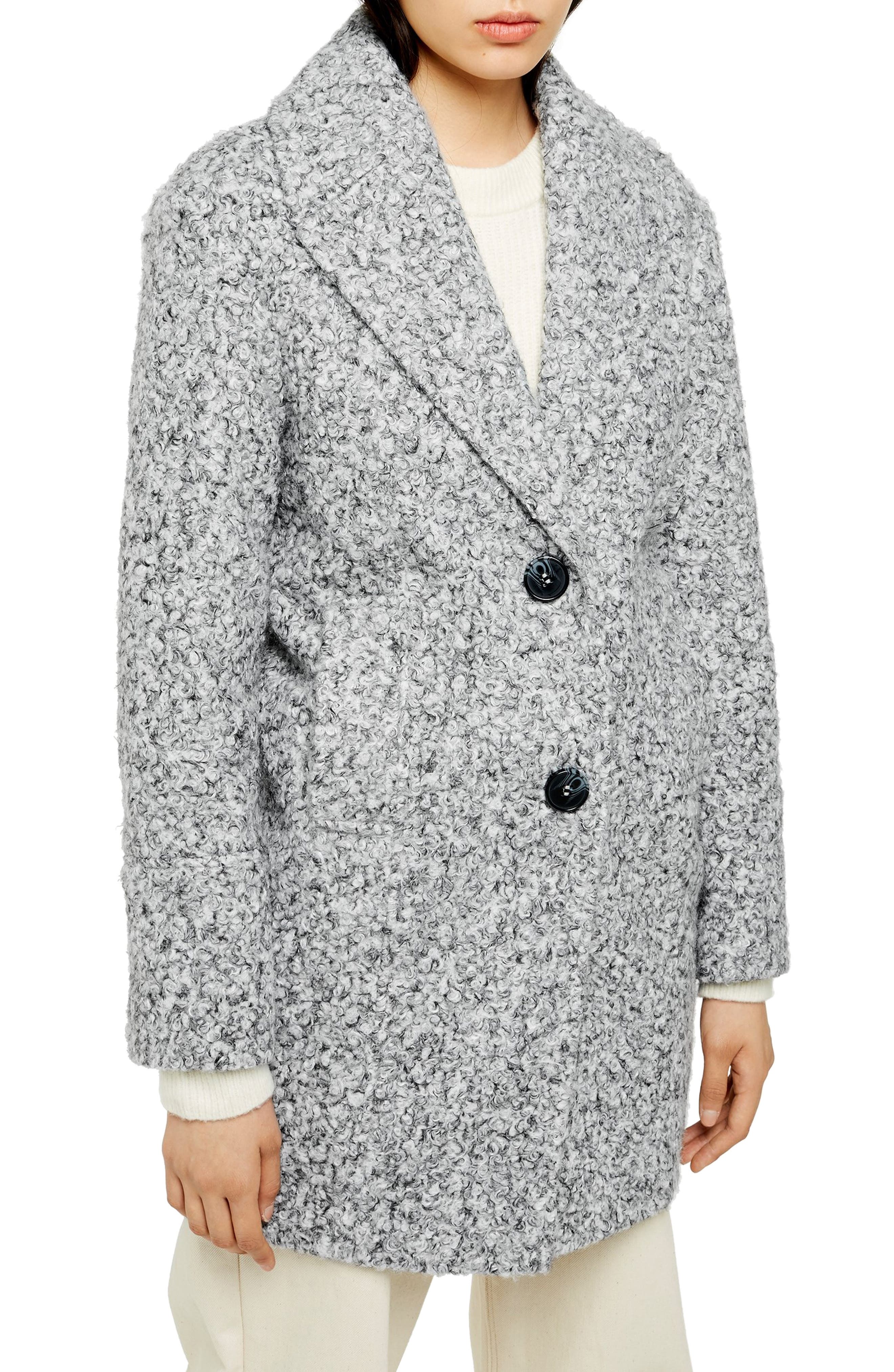 grey boucle coat