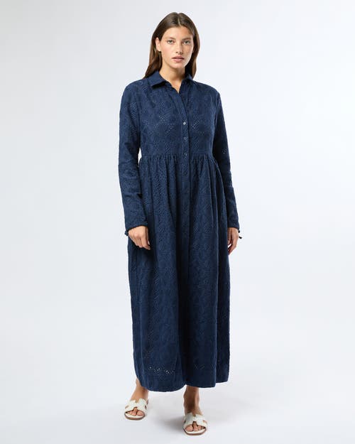 Onia Air Linen Maxi Shirtdress In Deep Navy
