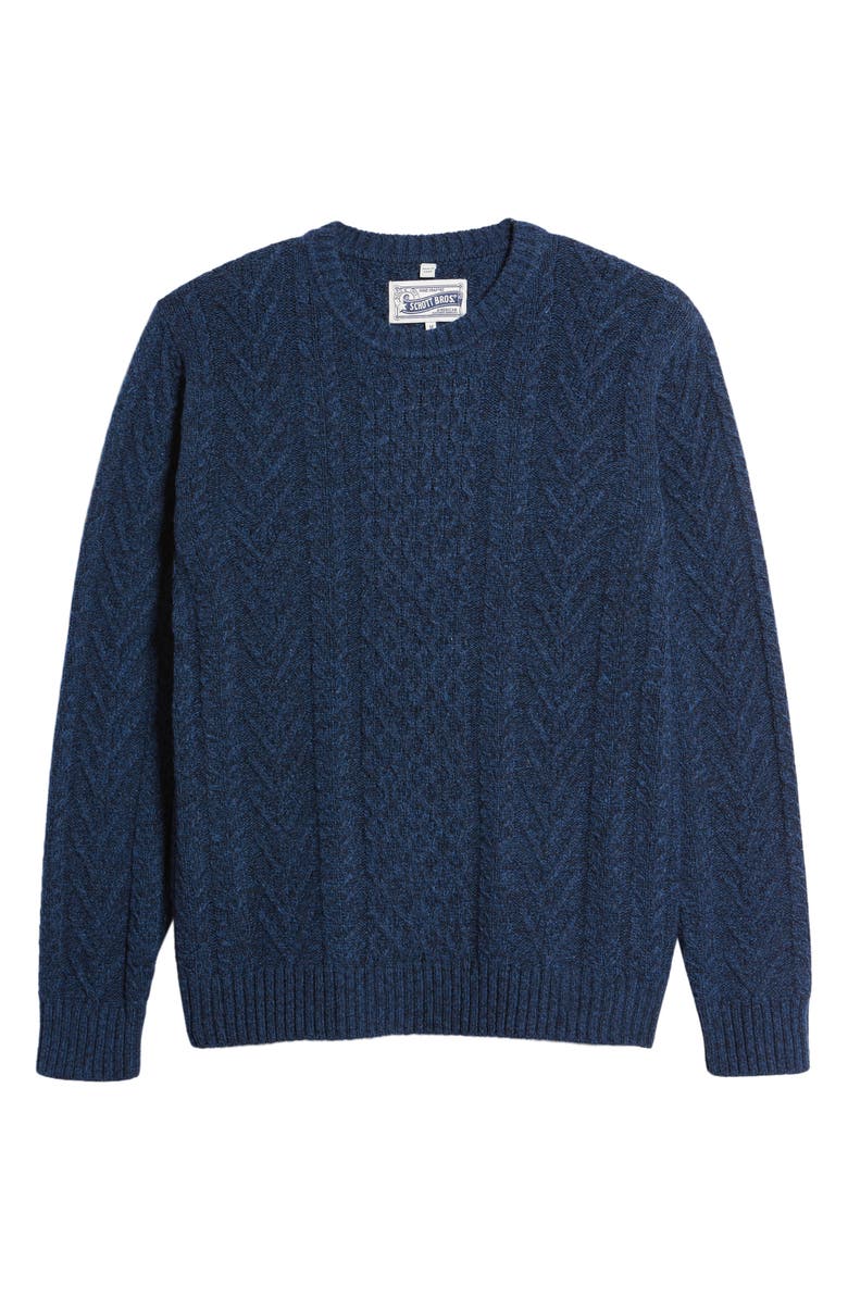 Schott NYC Cable Stitch Crewneck Wool Blend Sweater | Nordstrom