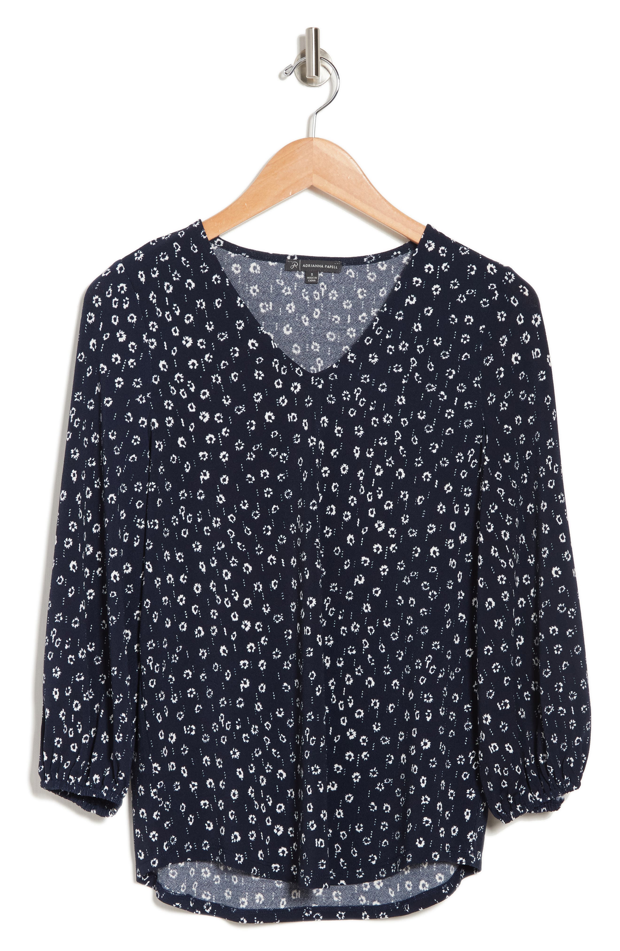 Adrianna Papell Polka Dot Printed Blouse In Nvydaisydt