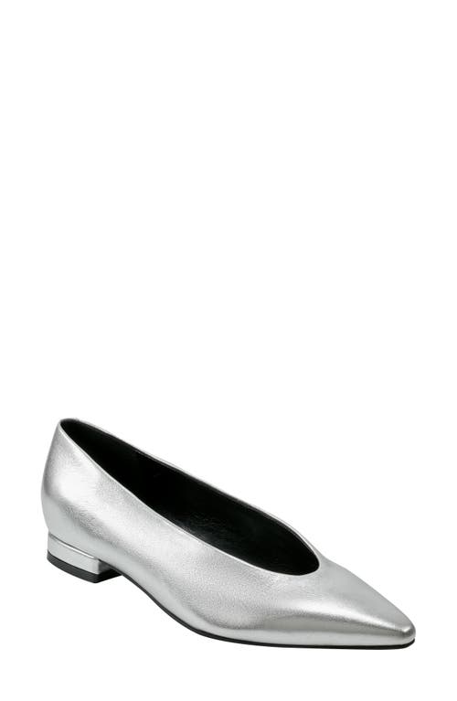 Gunner Pointed Toe Flat in Silver