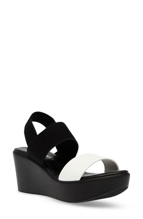 Shop Anne Klein Poli Strappy Platform Wedge In White/black