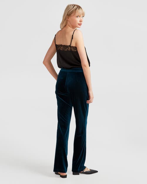 Belle & Bloom Reverie Velvet Pant In Dark Teal