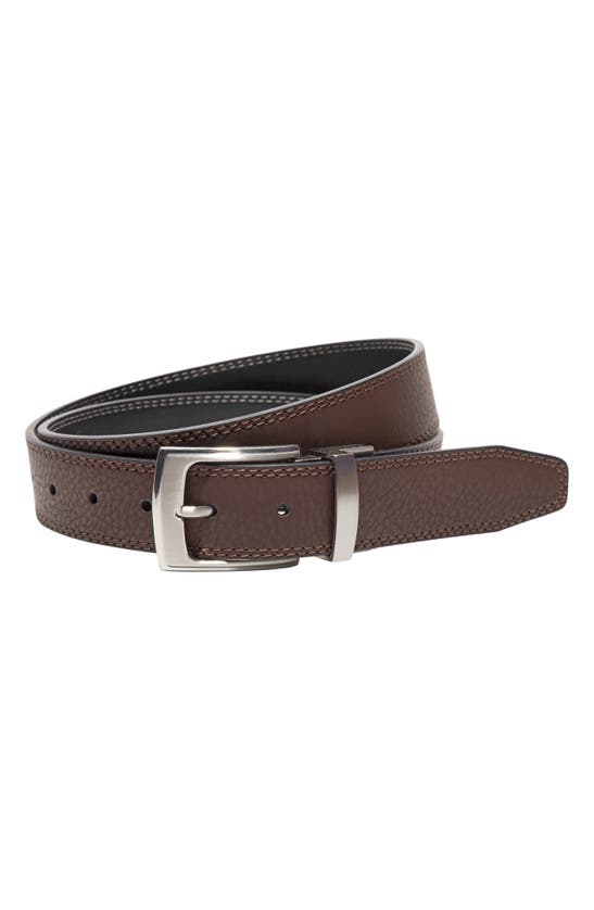 Nike Double Stitched Reversible Belt In Brown