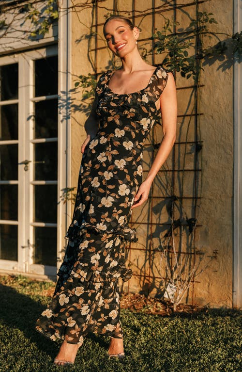 Petal And Pup Petal & Pup Irelynn Ruffle Convertible Floral Maxi Dress In Black