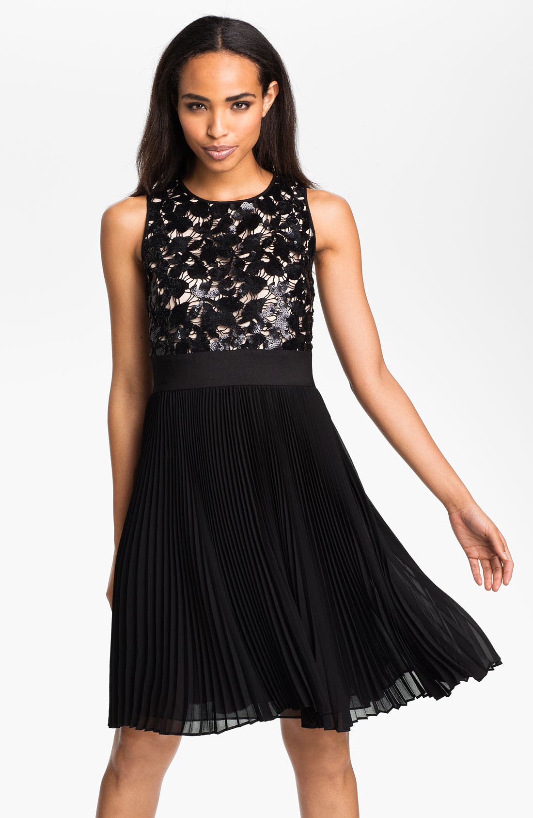 Eliza J Sequin Bodice Pleated Fit & Flare Dress | Nordstrom