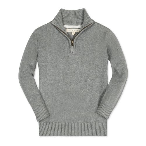 Shop Hope & Henry Boys' Organic Half Zip Sweater, Kids In Dark Gray Heather With Flecks