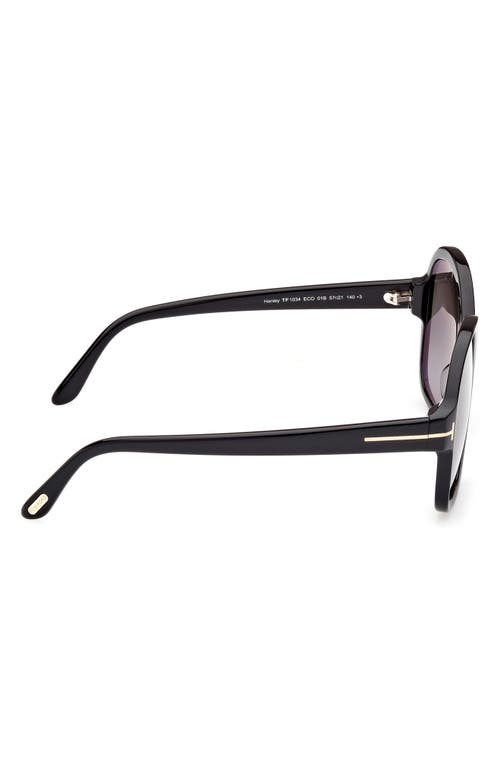 Shop Tom Ford Hanley 57mm Gradient Butterfly Sunglasses In Shiny Black/gradient Smoke