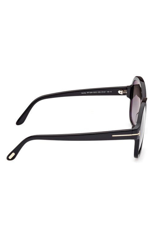 Tom Ford Hanley 57mm Gradient Butterfly Sunglasses In Shiny Black/gradient Smoke