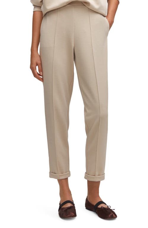 MANGO Seam Detail Cuff Lounge Pants Beige at Nordstrom,