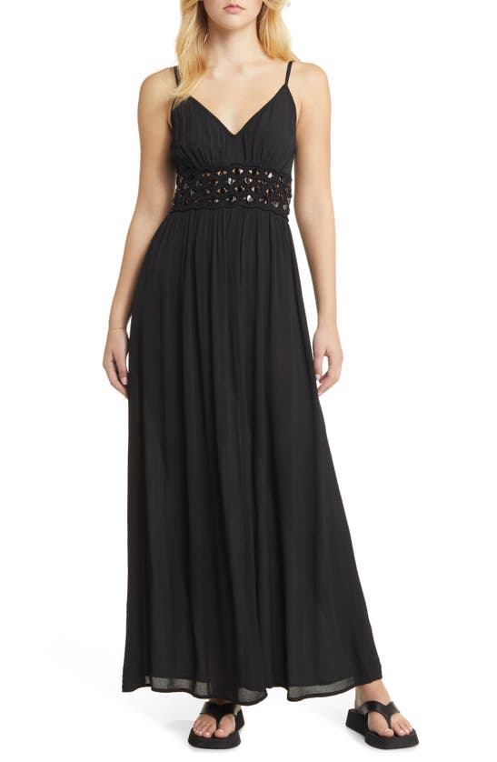 Shop Topshop Beaded Waist Maxi Dress In Black