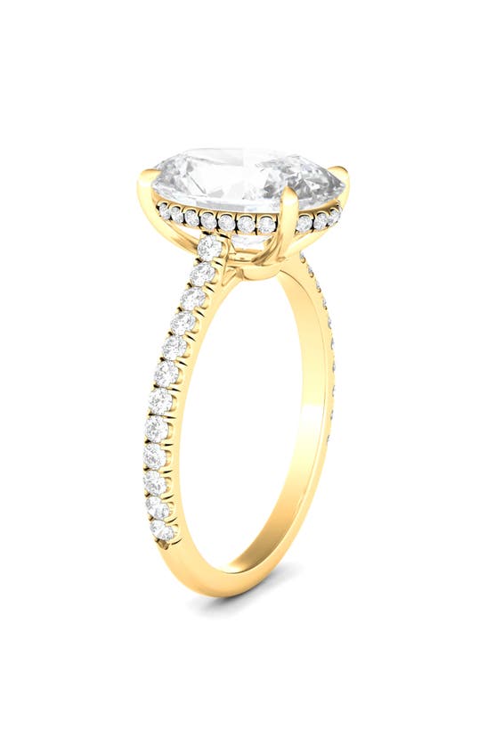 Shop Hautecarat 18k White Gold Oval Cut & Pavé Lab Created Diamond Ring In 18k Yellow Gold