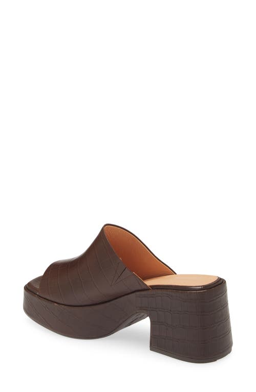 Chocolat Blu Helia Platform Sandal In Brown Embossed Crocodile