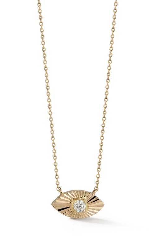 Dana Rebecca Designs Fluted Diamond Evil Eye Pendant Necklace in Yellow Gold 