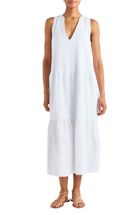 Shop Splendid Sleeveless Cotton Gauze Midi Dress In White