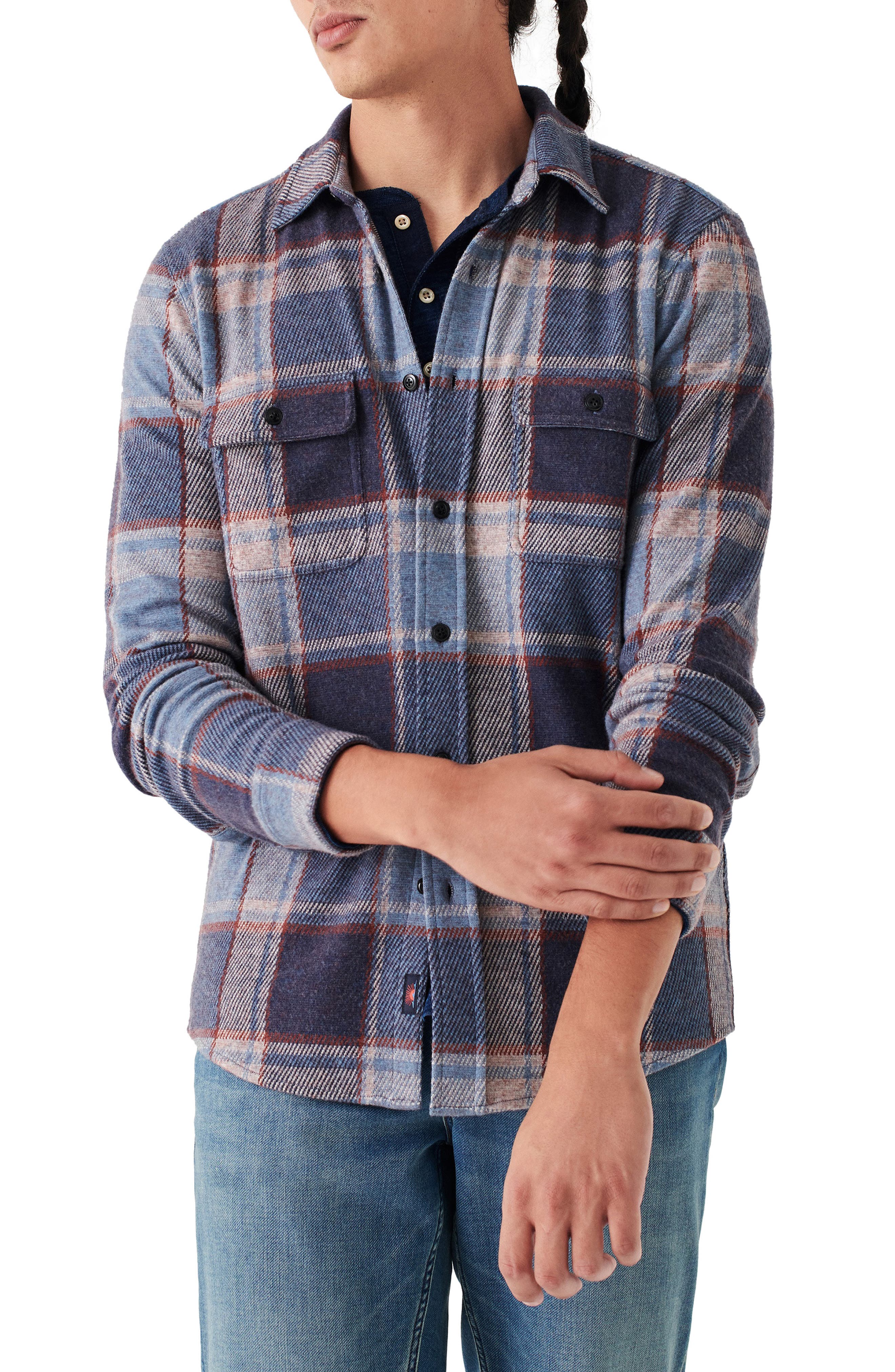 Cotton Flannel Button-Up Shirt in Blue/Black at Nordstrom Nordstrom Men Clothing Shirts Casual Shirts 