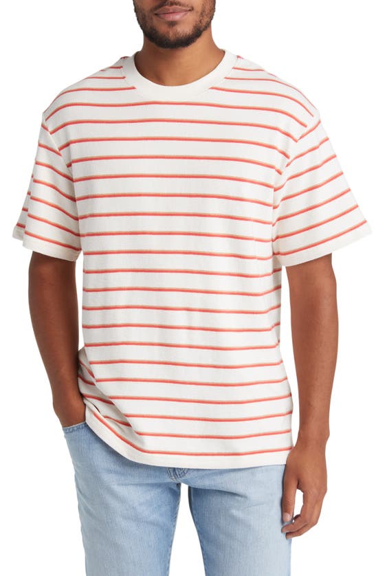 Cos Elbert Relaxed Stripe Cotton Bouclé T-shirt In Red Medium